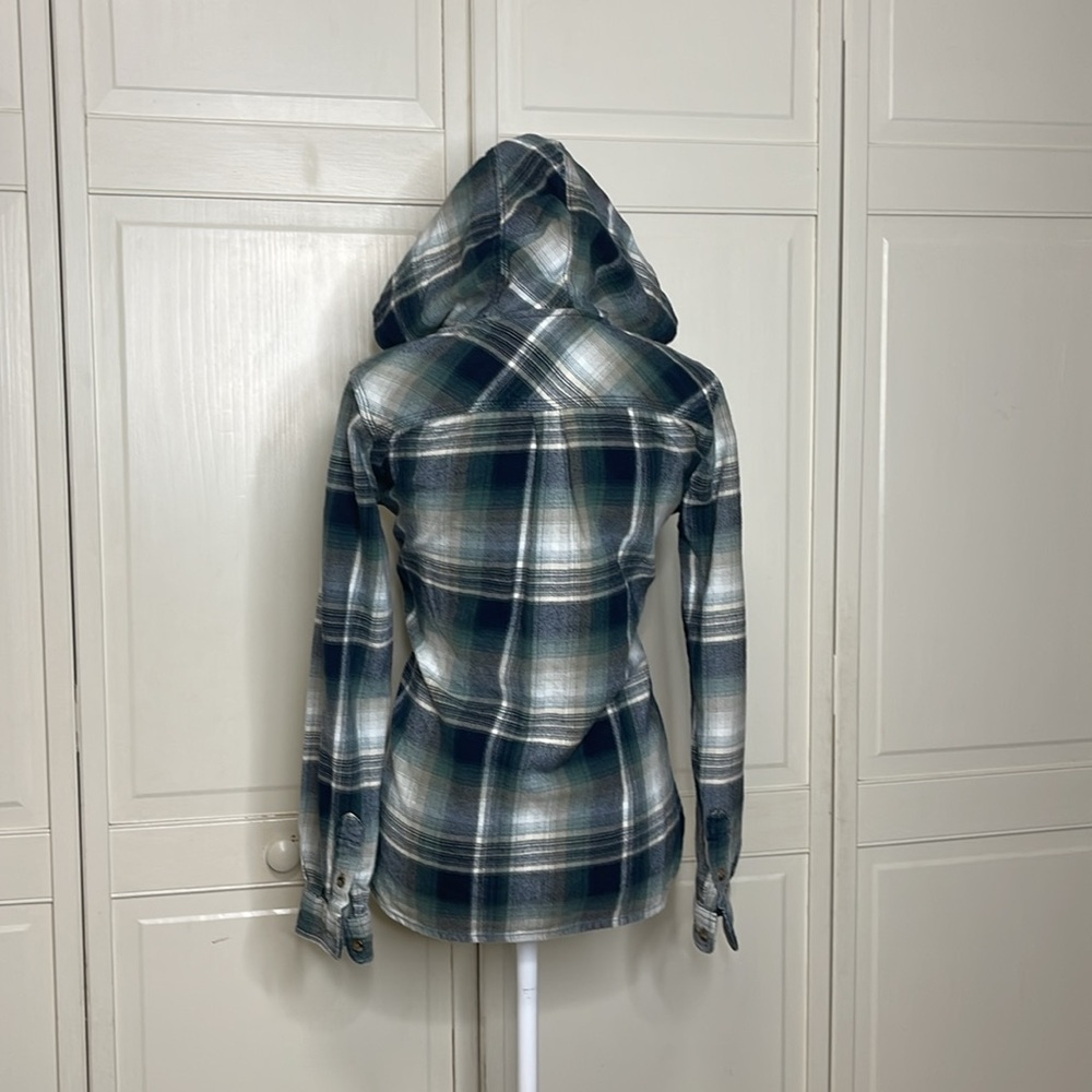 Carhartt Women’s Beartooth Hooded Flannel Button Down Shirt Navy Size XS - Picture 5 of 12